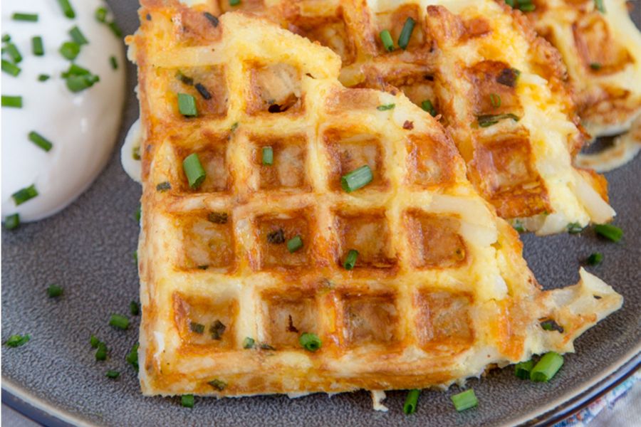 photo of prepared Egg & Cheese Hash Brown Waffles recipe